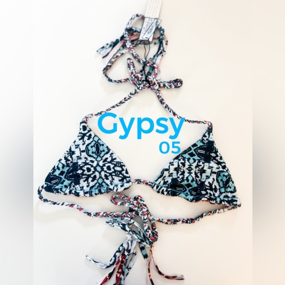 GYPSY 05 braided reversible AQUA BIKINI TOP $80 size XS